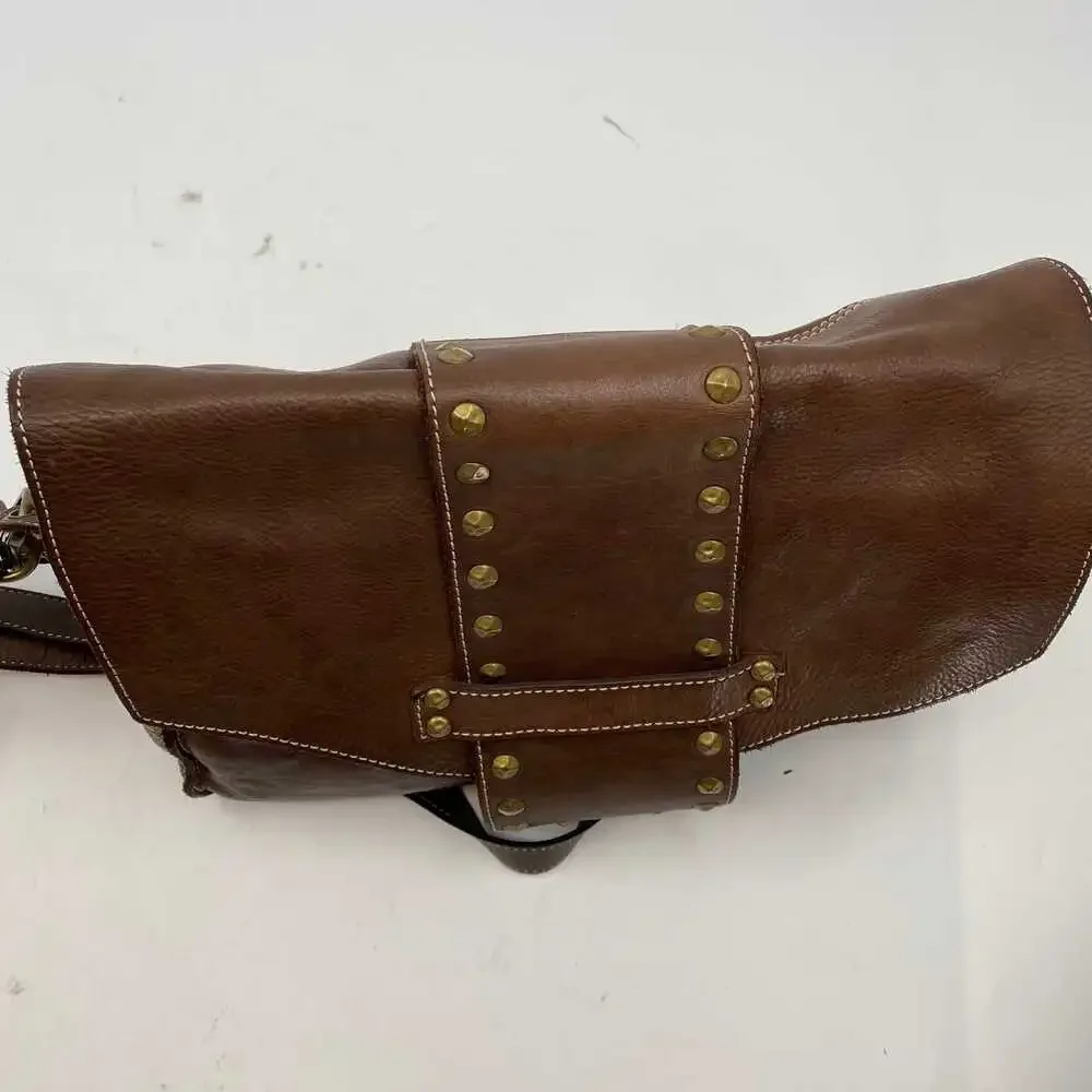 Costanza Rota Brown Leather Shoulder Bag | Italy Made, Studded Detail, OS